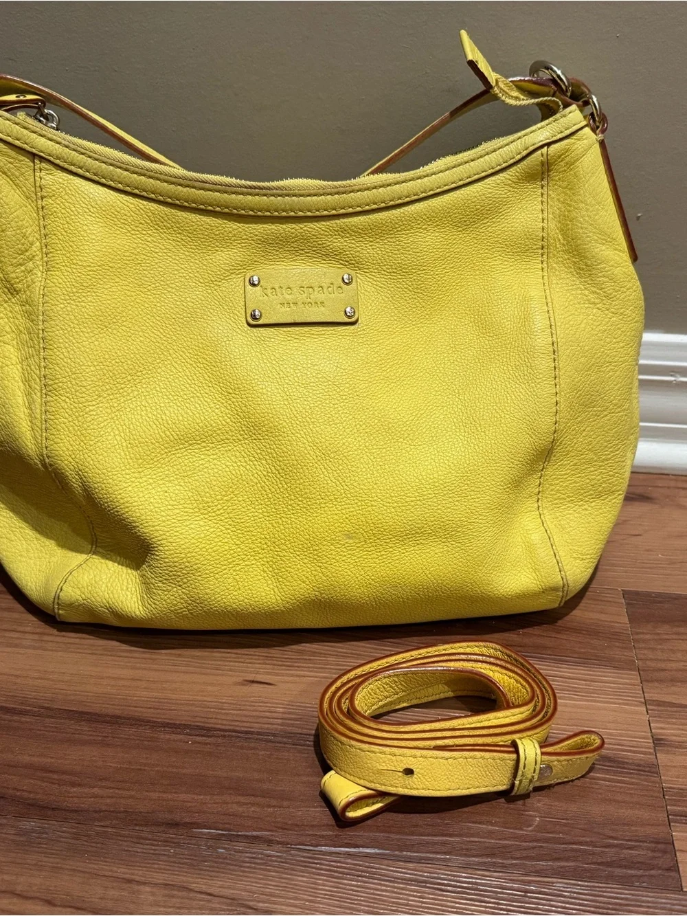 kate spade Bright Yellow Pebbled Leather Shoulder Bag